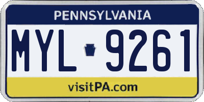 PA license plate MYL9261