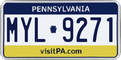 PA license plate MYL9271