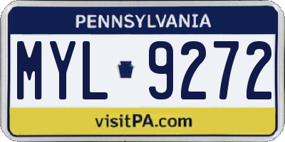 PA license plate MYL9272