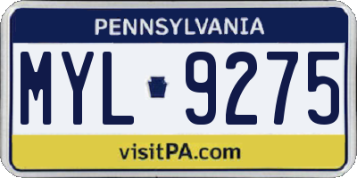 PA license plate MYL9275