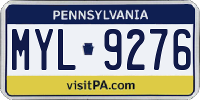 PA license plate MYL9276