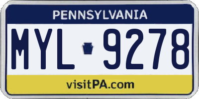 PA license plate MYL9278