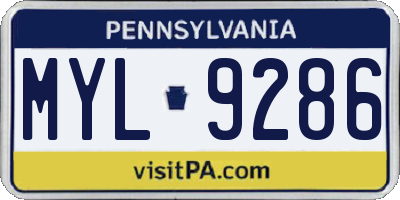PA license plate MYL9286