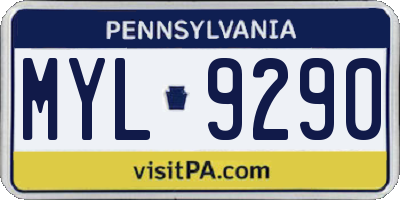 PA license plate MYL9290