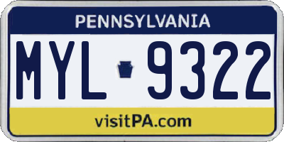 PA license plate MYL9322