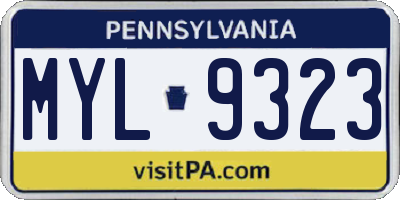 PA license plate MYL9323