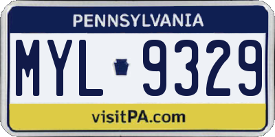 PA license plate MYL9329