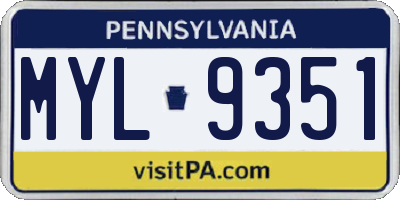 PA license plate MYL9351