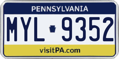 PA license plate MYL9352