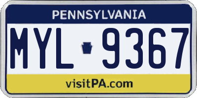 PA license plate MYL9367