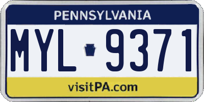 PA license plate MYL9371