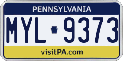PA license plate MYL9373
