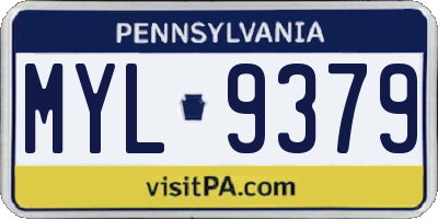 PA license plate MYL9379