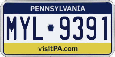 PA license plate MYL9391