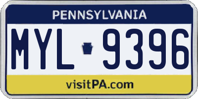 PA license plate MYL9396