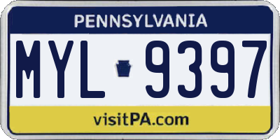 PA license plate MYL9397