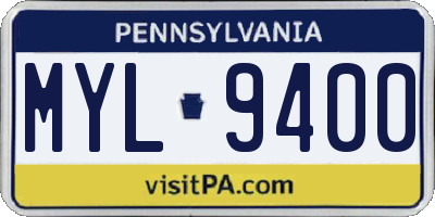 PA license plate MYL9400