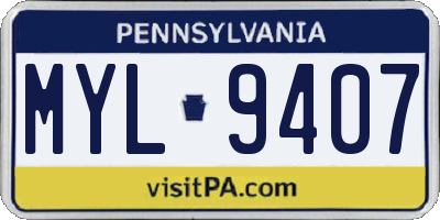 PA license plate MYL9407