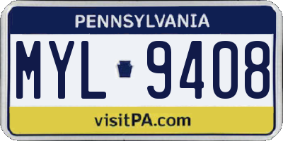 PA license plate MYL9408