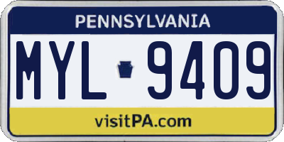 PA license plate MYL9409