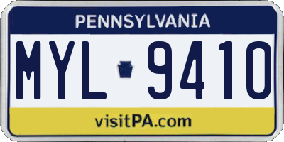 PA license plate MYL9410
