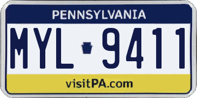 PA license plate MYL9411