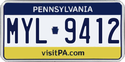 PA license plate MYL9412