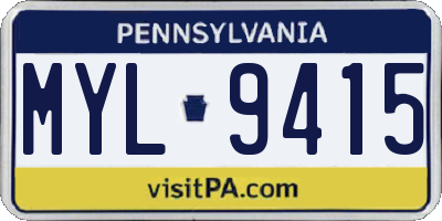 PA license plate MYL9415