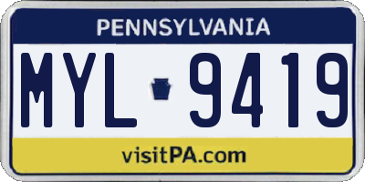 PA license plate MYL9419