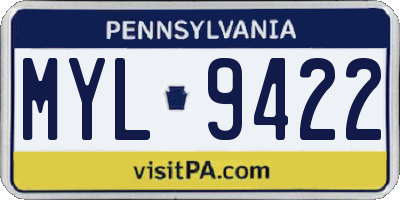PA license plate MYL9422