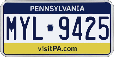 PA license plate MYL9425