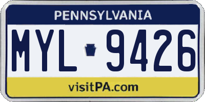 PA license plate MYL9426