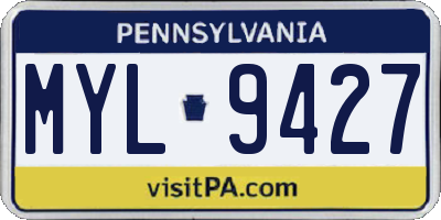 PA license plate MYL9427