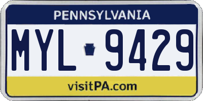 PA license plate MYL9429