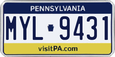 PA license plate MYL9431