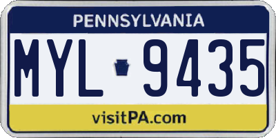 PA license plate MYL9435