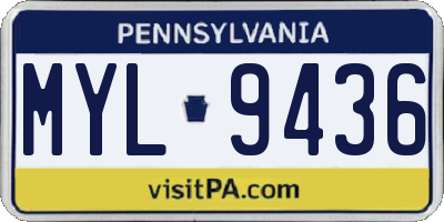 PA license plate MYL9436