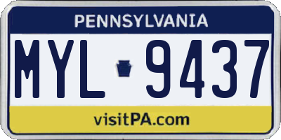 PA license plate MYL9437