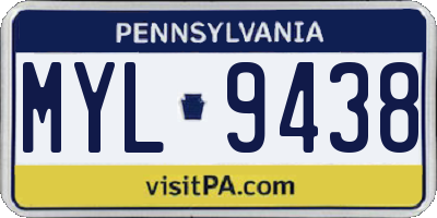 PA license plate MYL9438