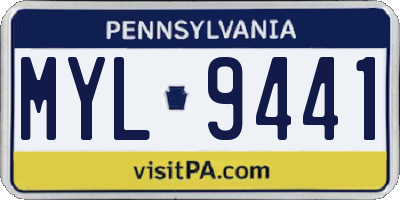 PA license plate MYL9441