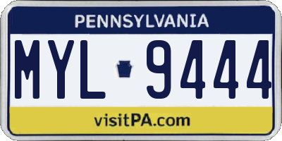 PA license plate MYL9444