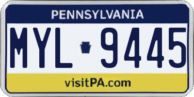 PA license plate MYL9445