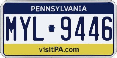 PA license plate MYL9446