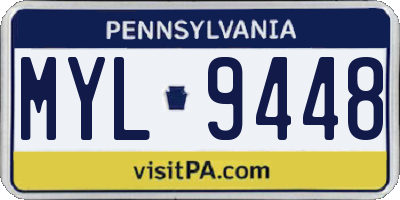 PA license plate MYL9448