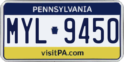 PA license plate MYL9450