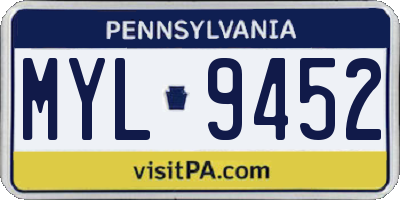 PA license plate MYL9452