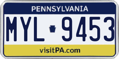 PA license plate MYL9453