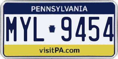 PA license plate MYL9454