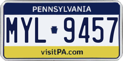 PA license plate MYL9457