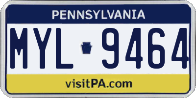 PA license plate MYL9464